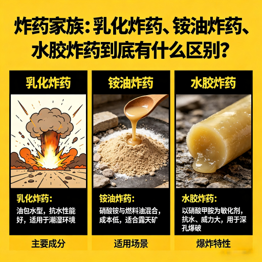 九龙坡炸药家族：乳化炸药、铵油炸药、水胶炸药到底有什么区别？